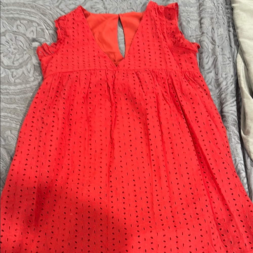 Red Eyelet Mini Dress